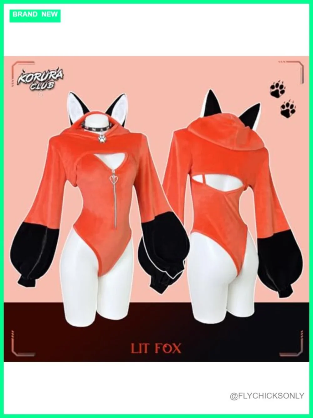 Fox Cosplay Lingerie Bodysuit Sexy Anime Costume with Ears